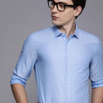 Men blue Printed Slim Fit Pure Cotton Formal Shirt