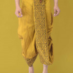 Men Yellow & Black Printed Silk Dhoti Pants