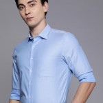Men blue Printed Slim Fit Pure Cotton Formal Shirt