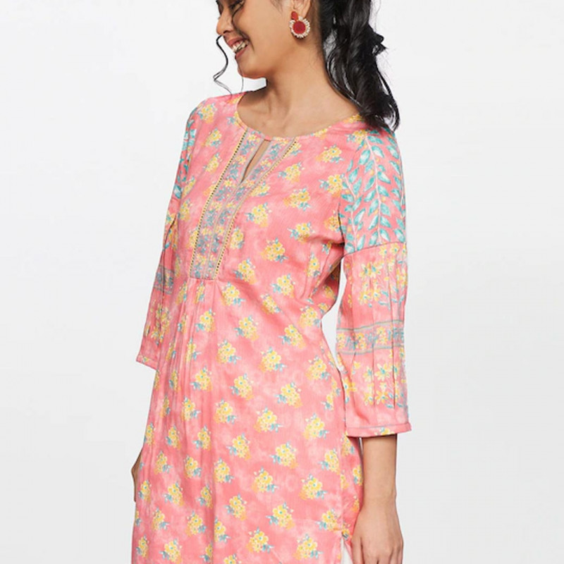 Pink and yellow floral Tunics