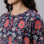 Blue Maternity Cotton Maxi Dress