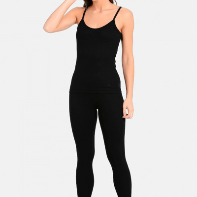 Women Black Solid Thermal Top